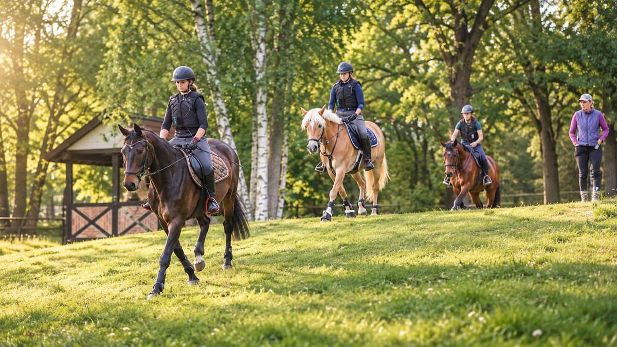 Gruppentraining mit mehreren Reiterinnen und Reitern